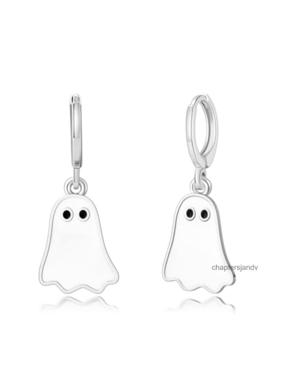 Ghost Hoop Earrings Silver Plated Hypoallergenic Halloween Dangle Charm